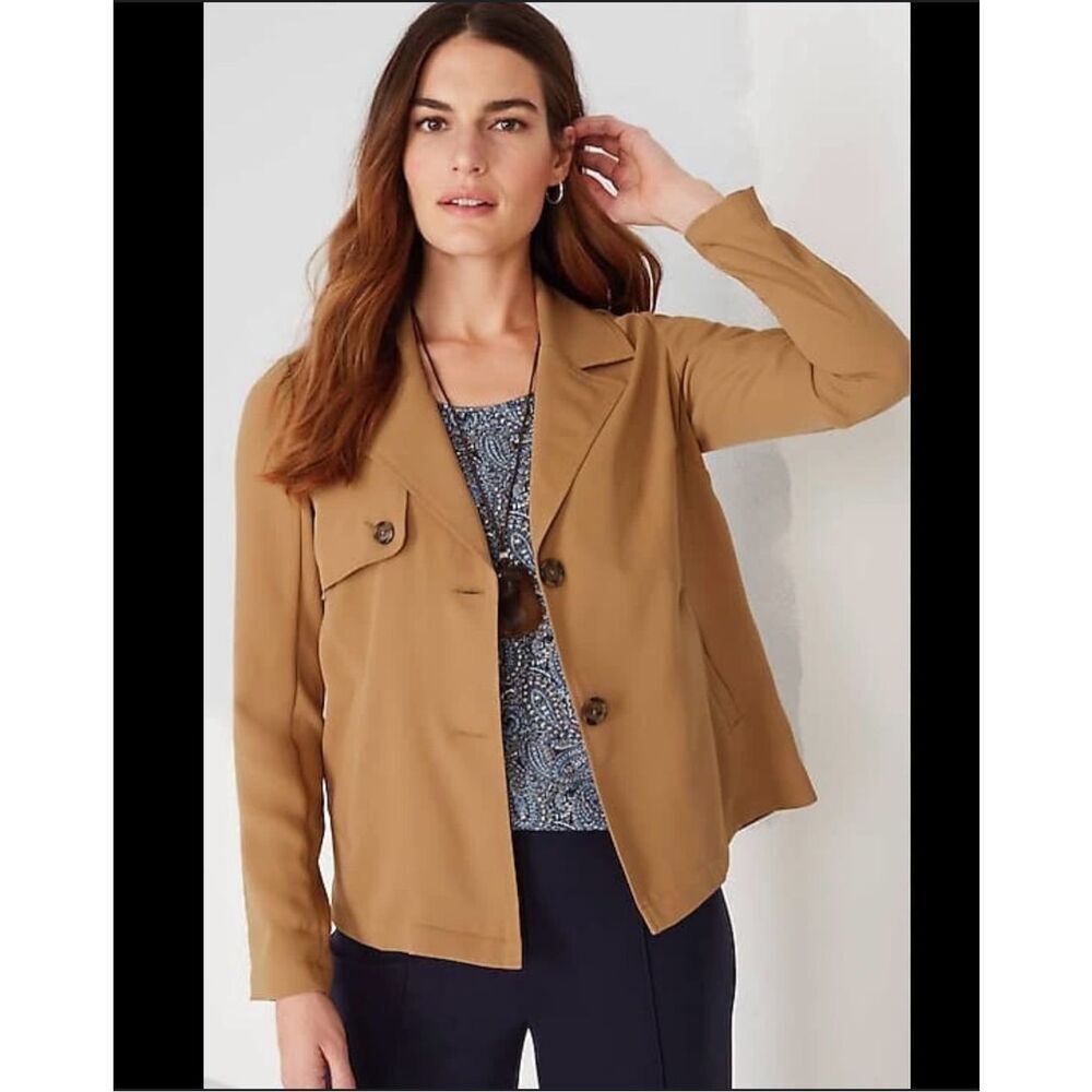 EUC J.Jill Wearever Collection Easy Care Trench Jacket size S minimalist office